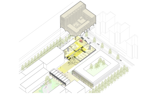 Il progetto West Beat ad Amsterdam dei Studio9.dots: un edificio polifunzionale con alla base il "Superspace"(©Studio9.dots)