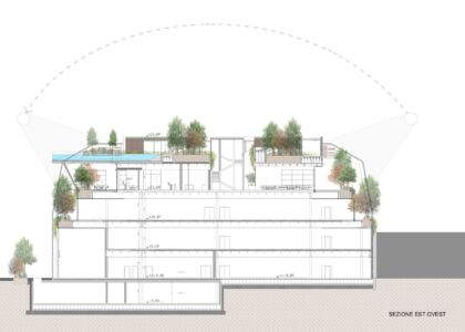 Sezione est-ovest (© ACC Cristiana Catino e Negozio Blu architetti)