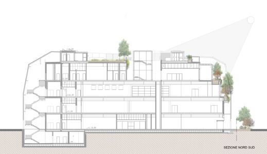 Sezione nord-sud (© ACC Cristiana Catino e Negozio Blu architetti)