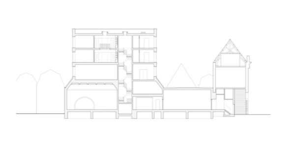 Una delle sezione dell'edificio museo De Lakenhal, progetto di Happel Cornelisse Verhoeven e Julian Harrap Architects, Leida, 2020 (© hcva)