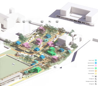 Riqualificazione di Testaccio, assonometria del sib ambito Paolo Caselli