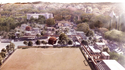 Riqualificazione di Testaccio, vista a volo d'uccello dal Campo Testaccio