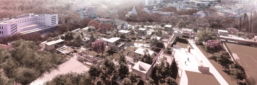 Riqualificazione di Testaccio, vista a volo d'uccello dell'ambito Paolo Caselli