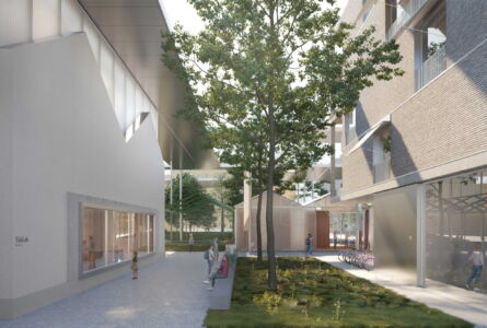 Polo Civico Flaminio, vista dall'accesso interno nord-sud
