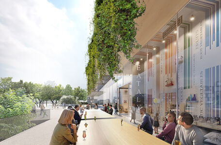 La piazza sopraelevata dell’accesso est (© Outcomist)