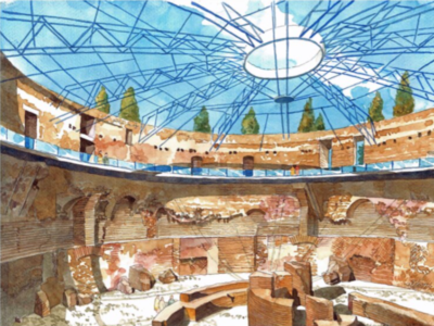 Progetto della copertura del vano centrale del Mauoleo di Augusto