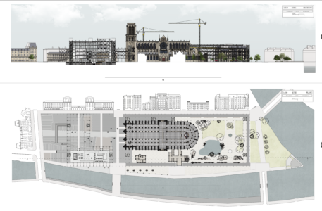 Reuben Jones, studio sul recupero dei dintorni di Notre-Dame e dell'Île de la Cité realizzato sotto la direzione del professor Josep Maria Garcia Fuentes (School of Architecture, University of Newcastle-upon-Dyne, 2019-20)
