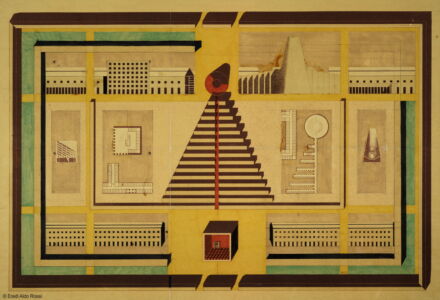 Planivolumetria del Cimitero di Modena con elementi architettonici, Aldo Rossi con Gianni Braghieri, 1972 (Collezione MAXXI Architettura. Archivio Aldo Rossi © Eredi Aldo Rossi)