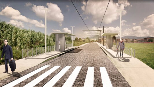 Fermata della nuova linea 1 della tramvia (©Architecna Engineering)