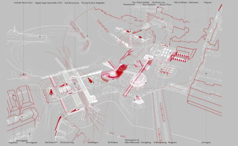 Slussen senza Slussen. Disegno (grafico) delle attività a Slussen dal 1935 al 2015 (Clúa, Á., 2017. Con la collaborazione di E. Villavieja, LUB-ETSAB)