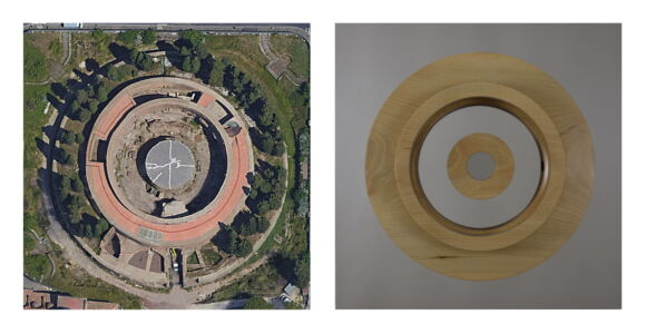 Mausoleo di Augusto, Roma “RES GESTAE DIVI AUGUSTI” (foto Google Earth)