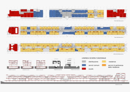 Valco San Paolo, Studentato, pianta e sezione (© Lorenzo Dall’Olio)