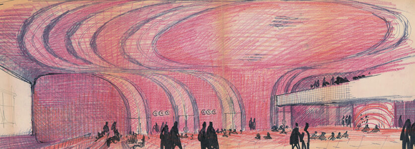 Prospettiva della sala del Cinema Pittaluga a Genova (1975, © Archivio Lavarello)