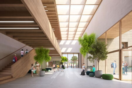 Concorso per il nuovo polo scolastico per il Comune di Monastir (Sud Sardegna, render RTP Manias)