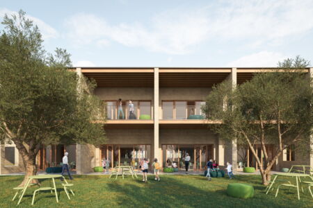 Concorso per il nuovo polo scolastico per il Comune di Monastir (Sud Sardegna, render RTP Manias)