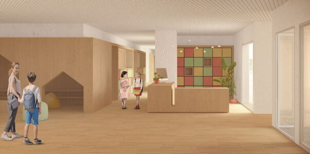 Concorso per il nuovo polo scolastico per il Comune della Marmilla (Medio Campidano, render Sertec Consulting)