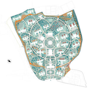 Piano Santa Maria della Pietà, planimetria di Progetto del Parco (da Relazione del Piano Santa Maria della Pietà approvata con Delibera di Giunta n. 71 del 4 marzo 2022)