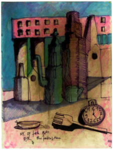 Aldo Rossi, The Forkas Man, 1980, Collezione
privata (© Eredi Aldo Rossi, courtesy Fondazione
Aldo Rossi)