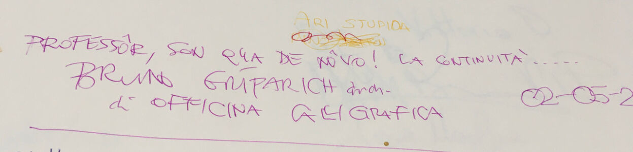 Messaggio per il Professore da parte di un ex allievo nel libro visitatori