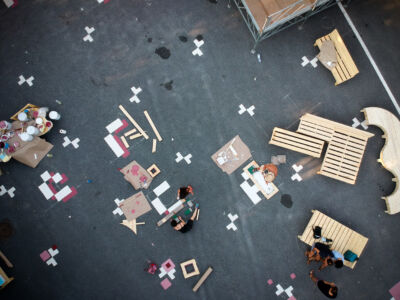 La piazza del mercato durante i lavori (© La Rivoluzione delle Seppie)