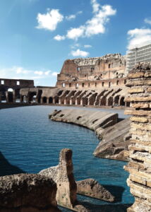 Carlo Prati. ACQUAROMA. Primo quadro. Anfiteatro Flavio. Collage digitale 2020