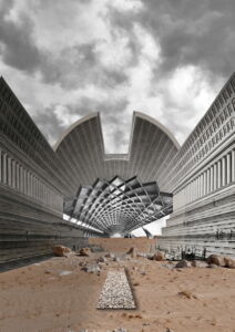 Carlo Prati. Urbild Architecture. Royal Library Hybrid. Collage digitale, 2022