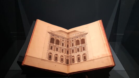 Edizione del volume Palazzi di Genova di Rubens, con le pagine aperte sulla seconda parte (1626 circa)