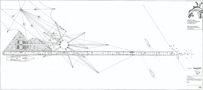 Renzo Piano Building Workshop,
pianta dell'ascensore Bigo
(Biblioteca della Scuola Politecnica, Archivio di architettura, Università di Genova)