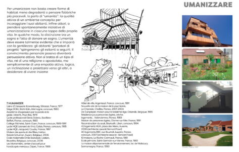 Una tavola della mostra di Lucien Kroll “Tutto è paesaggio, una architettura abitata. La periferia, luogo di incontro e partecipazione”