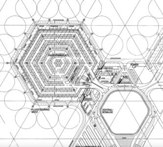 Primo progetto dell'aeroporto drive-in di Tegel, presentato al concorso del 1965