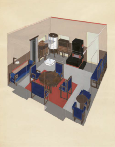 Appartamento Alice e Hugo Moller, sala da pranzo e soggiorno 1925-26