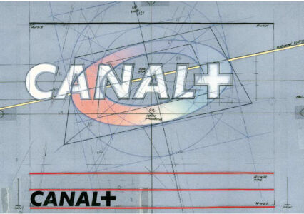 Étienne Robial - Tracé régulateur de l’écran natif du logo Canal+, Juillet 1984 (© Étienne Robial)
