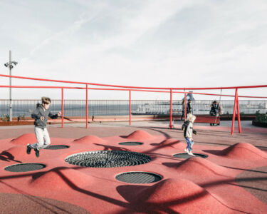 Panorama dal playground del Park’n’play, progettato dallo studio Jaja Architects, costruito nel 2016 (© Rasmus Hjortshøj)