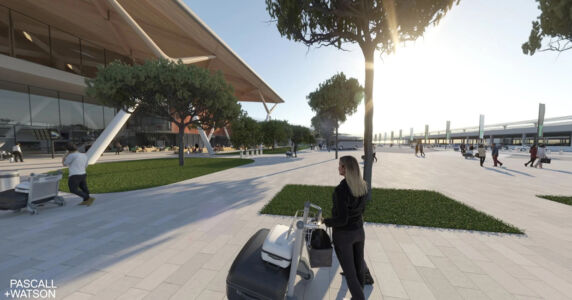 Render del piazzale B (© Pascall+Watson)