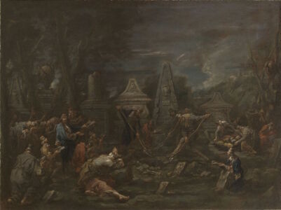 Alessandro Magnasco, Funerale ebraico Genova, 1720 circa, Olio su tela, 87 x 117 cm, Parigi, Musée d’art et d’histoire du Judaïsme - Deposito permanente dal Musée du Louvre