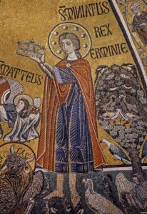 Mosaico absidale. Particolare di San Miniato dopo il restauro (© Antonio Quattrone)