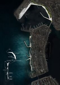 Vista zenitale dell'intervento sul mar grande