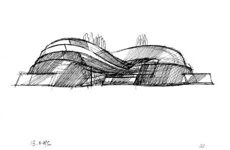 Museo dell'educazione e dell'arte. Palm Springs, USA, 1986 (© Zvi Hecker, progetto)