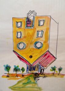 Riccardo Dalisi, Schizzo della serie Architettura Viva, Courtesy Archivio Riccardo Dalisi