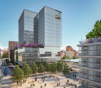 Render del complesso per uffici di Unione 0; progetto ACPV (credits, ACVP Architects)