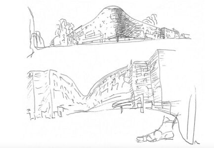 Schizzi di studio. Riconoscibilissima la mano dell'architetto. Álvaro Siza Vieira, inizio anni ottanta