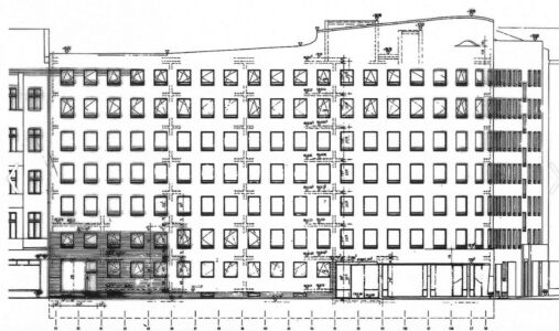 Tavole di progetto, progetto originale, prospetto sulla Falkensteinstrasse