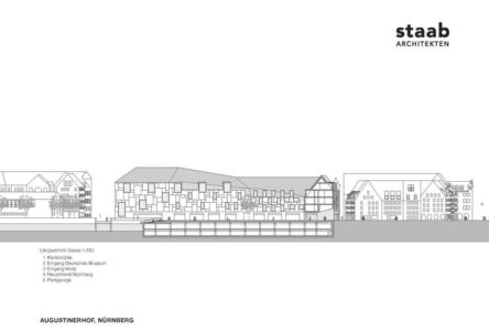 Sezione longitudinale. Courtesy Staab Architekten