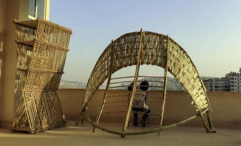 Struttura sperimentale in canneto realizzata con degli artigiani locali a Damasco (© IWLab)