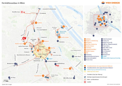 Pianta con la rete di produzione e distribuzione del freddo, Wien Energie