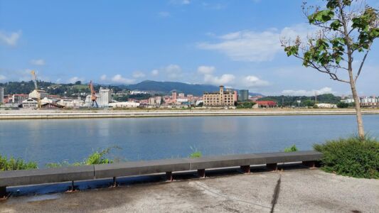 Aree industriali e complesso dei Grandes Molinos Vascos sulla sponda destra del Nervion (© Laura Milan)