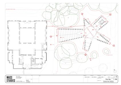 Planimetria Serpentine Pavilion 2024, Archipelagic Void, Minsuk Cho - Mass Studies (© Mass Studies Photo, © Iwan Baan Courtesy Serpentine)