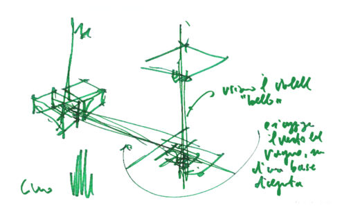 Renzo Piano, Waterfront di Levante - schizzo Torre Piloti, Genova (© Renzo Piano)