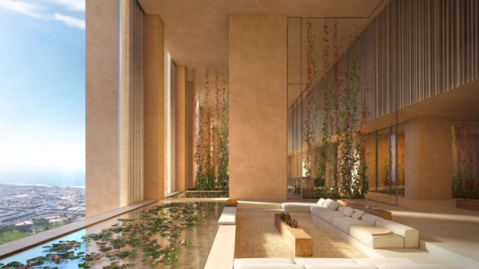 The Veil, vista interna ed esterna di un'unità abitativa, Dubai (© RCR Arquitectes)