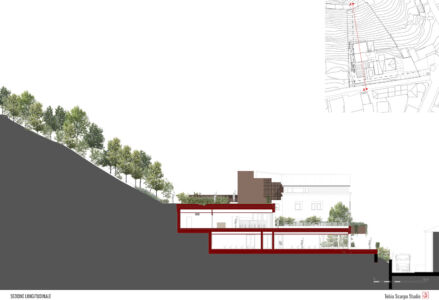 Tobia Scarpa Studio, Centro socio-culturale, sezione di progetto a Quero (Belluno)